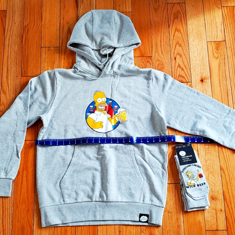 NWT Simpsons Homer Beer Hoodie + Socks Size M 100